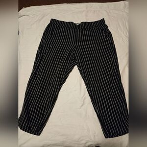 Sonoma Pinstripe Ankle Pant In Black & Gray Size XXL Stretch Waist With Pockets